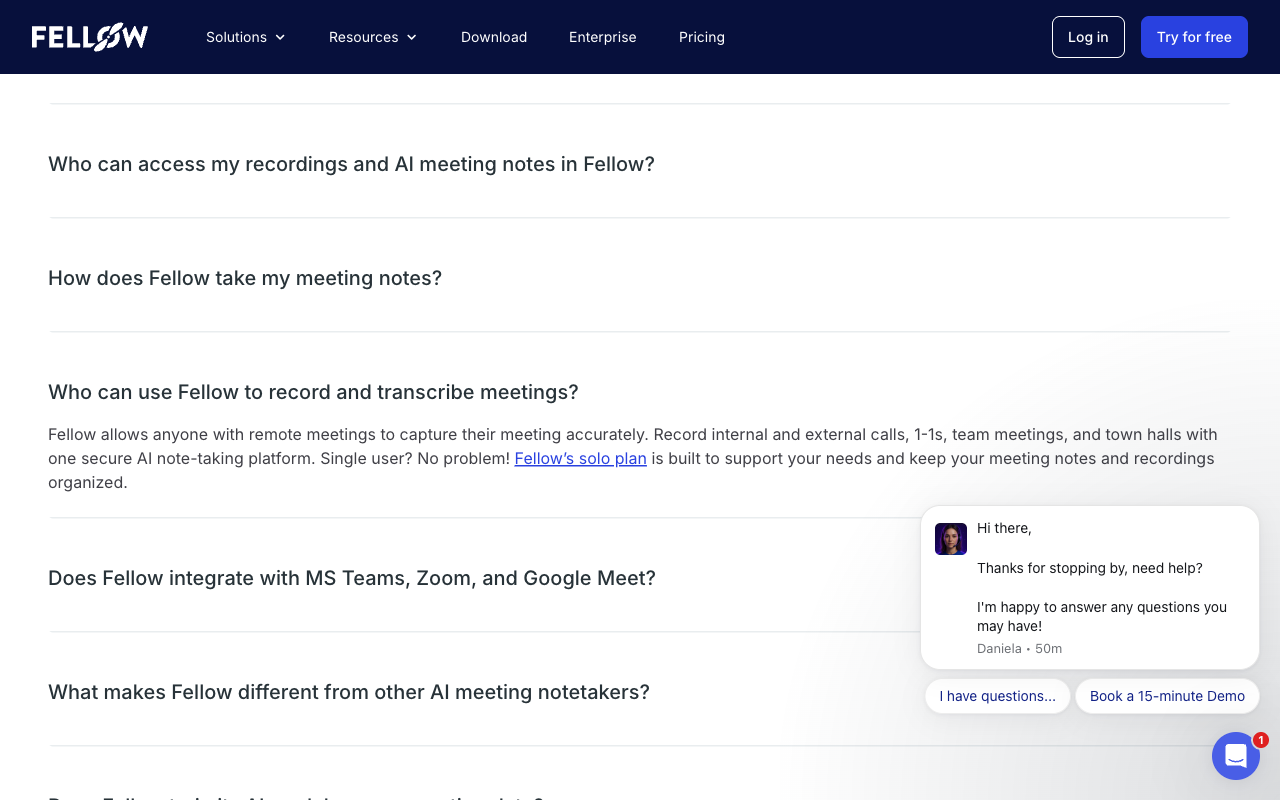 Fellow website screenshot