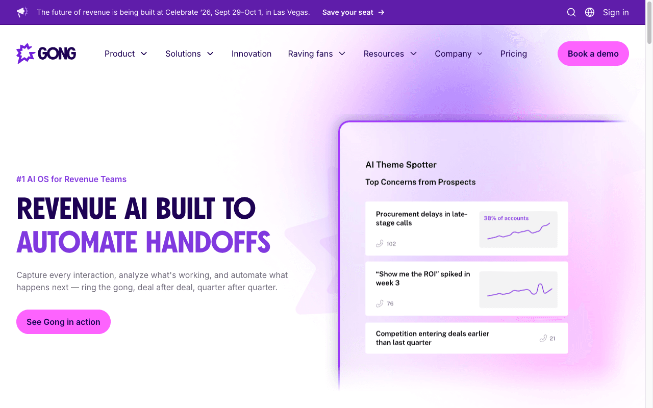 Gong cloud-based AI meeting assistant — Enterprise revenue intelligence with the best consent tooling in the category and a price to match