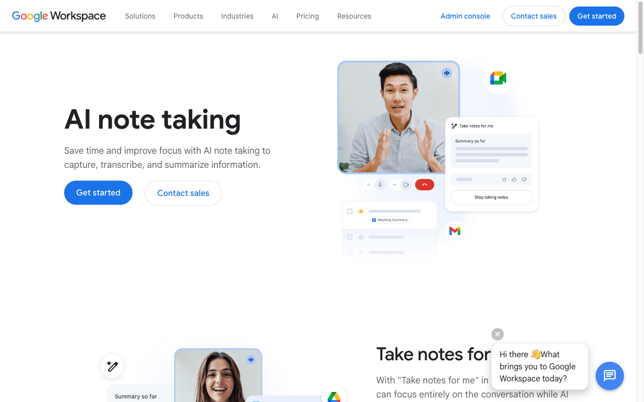 Google Gemini in Meet built-in AI meeting assistant — Google's native, bot-free AI notetaker built into Meet and powered by Gemini