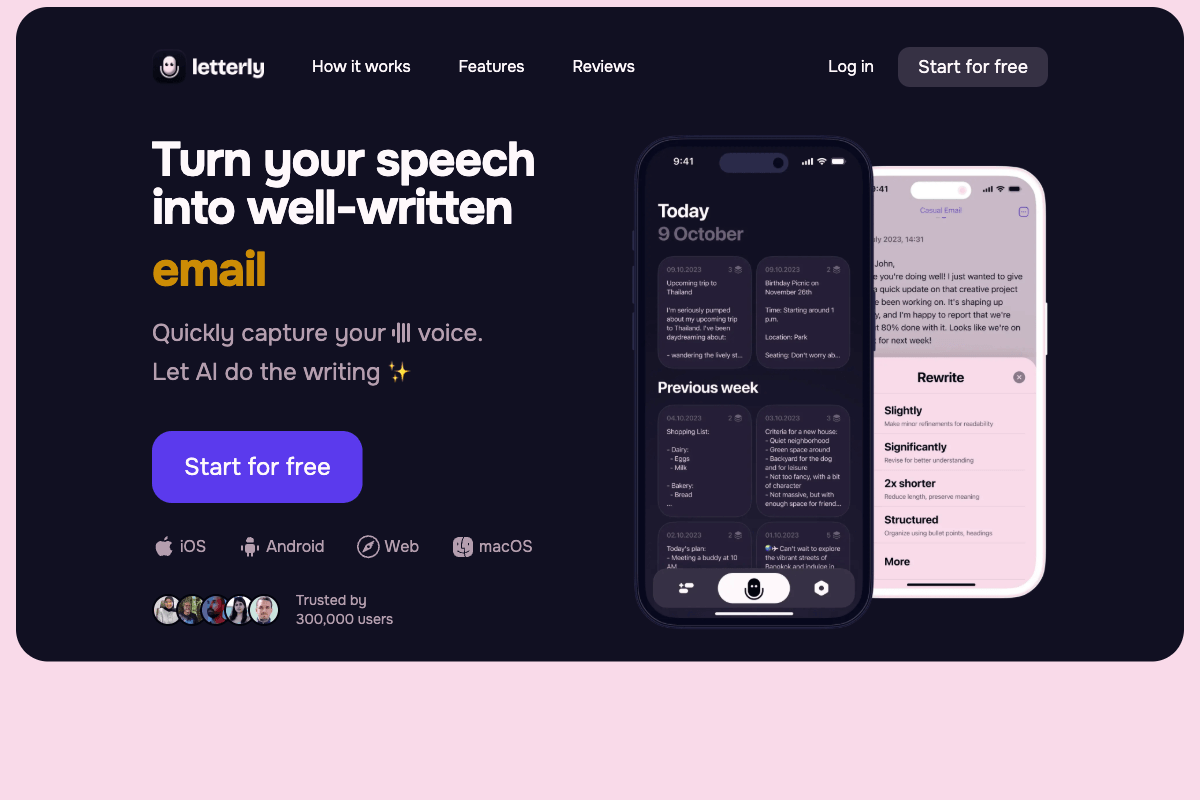 Letterly website screenshot